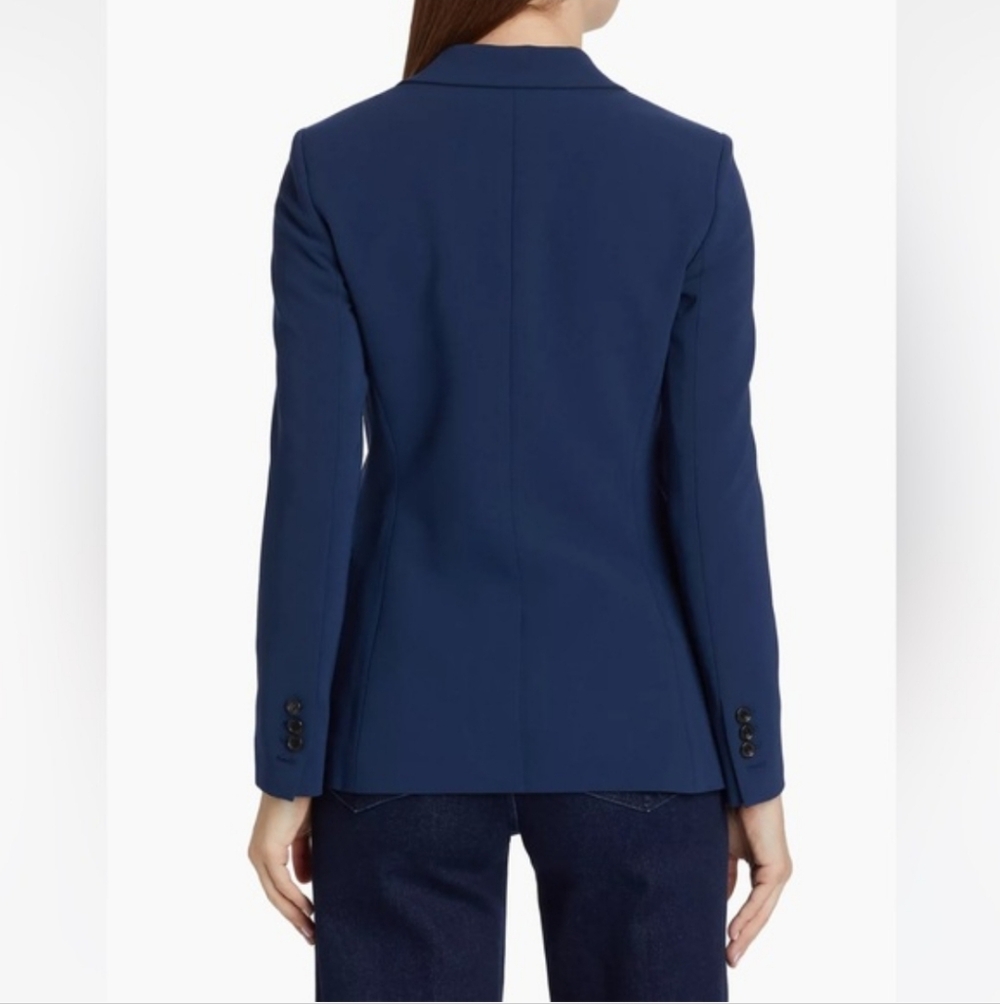 Theory Sepia Long Sleeve Open Front Blazer Navy Blue 4 Virgin Wool Bl Sustainabl - Picture 4 of 14